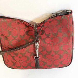 Coach terracotta & light brown logo hobo